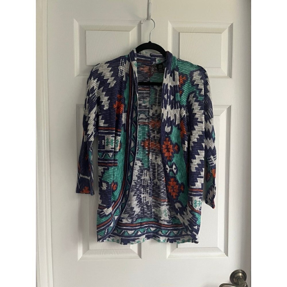 Aztec Patterned Blouse Cardigan